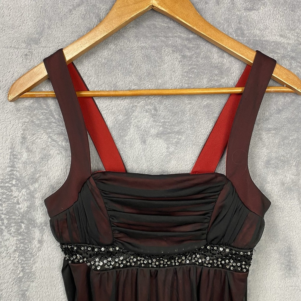 City Triangles Vintage Y2K Dress Whimsigoth Black Red Sheer Babydoll Flowy M - Picture 2 of 10